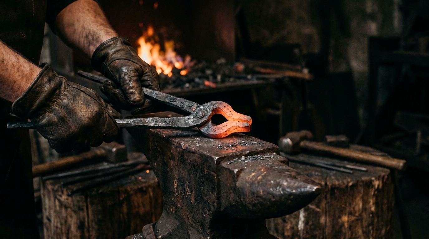 Blacksmith forging steel tongs and specialty tooling